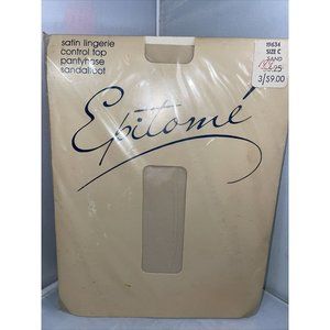 Epitome Women's Control Top Pantyhose Size C Sand Women's Vintage